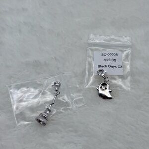 New Ryze Party .925 Sterling Silver Charms Ghost And Witch’s Broom